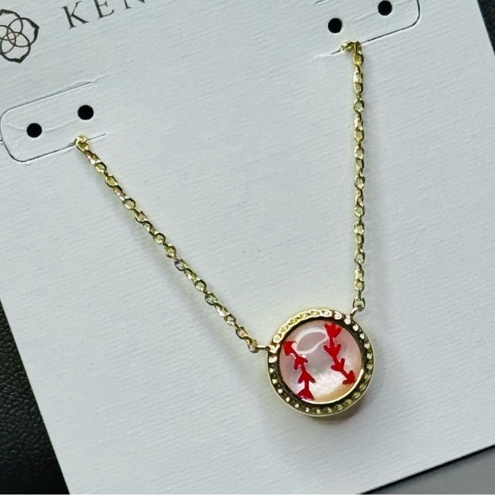 Kendra Scott Gold Necklace with Red and White Pendant